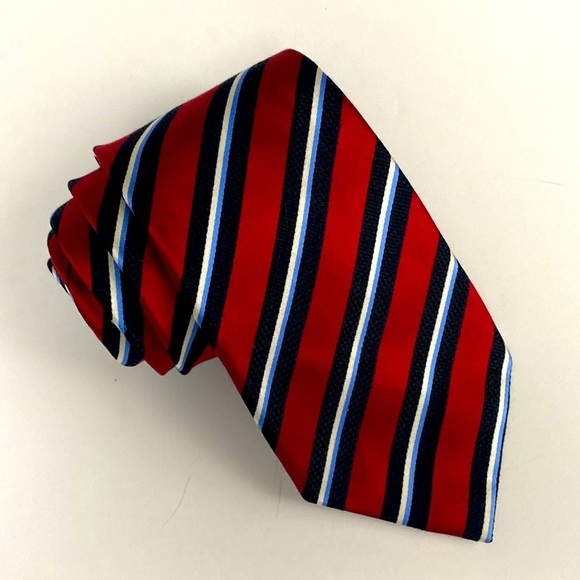 COUNTESS MARA Vintage 90's British Regimental Men's Red White Blue Necktie Tie - Picture 8 of 11